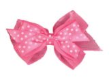 Noeud barrette Doogy à pois rose